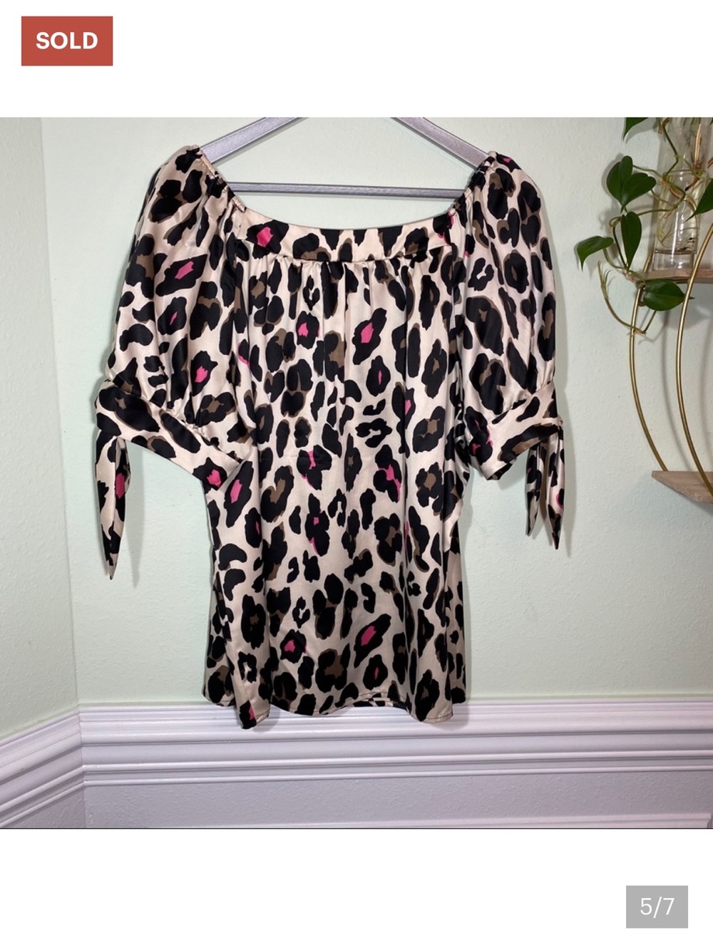 Cato Leopard Print Puff Sleeve Blouse in Cream with Pink Accents Size 18/20 - Picture 6 of 7
